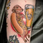смешной рисунок татуировки с хот-догом и бокалом пива - tatufoto.com 200423 - 083