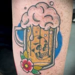 цветной рисунок татуировки бокал пива с черепом внутри - tatufoto.com 200423 - 094