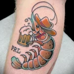 цветной рисунок татуировки креветка пьёт пиво - tatufoto.com 200423 - 098