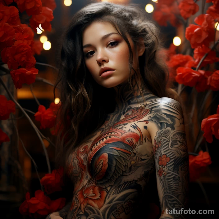 2 Красивая девушка с телом в татуировках пытается привлечь к себе внимание 5 - tatufoto.com 05