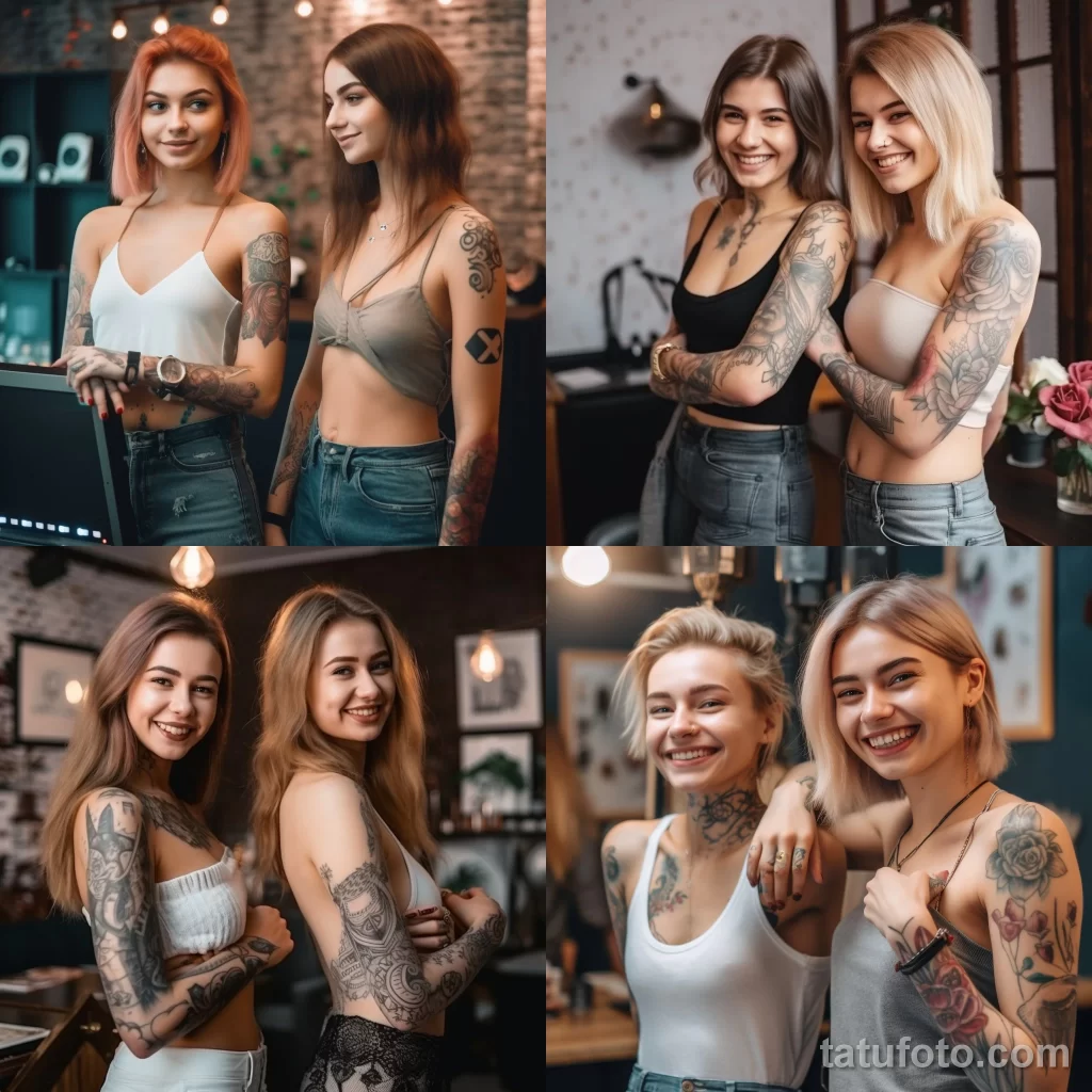 Девушки с татуировками улыбаются 1 - tatufoto.com 01