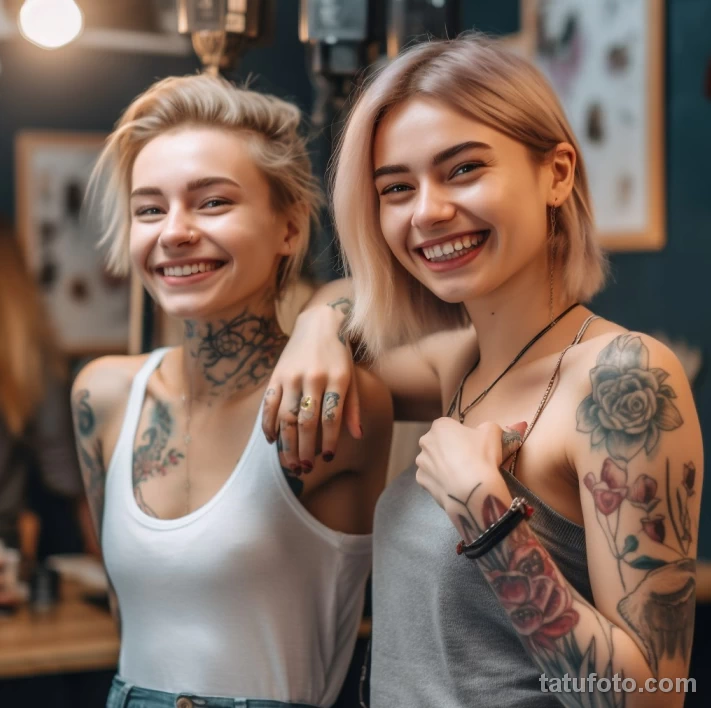 Девушки с татуировками улыбаются 5 - tatufoto.com 05