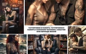 Фото тату: коллаж из изображений девушек и мужчин с татуировками, посвященными памяти близких людей и важных событий.
