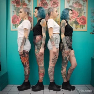 группа красивых девушек с татуировками на теле 4 - tatufoto.com 04