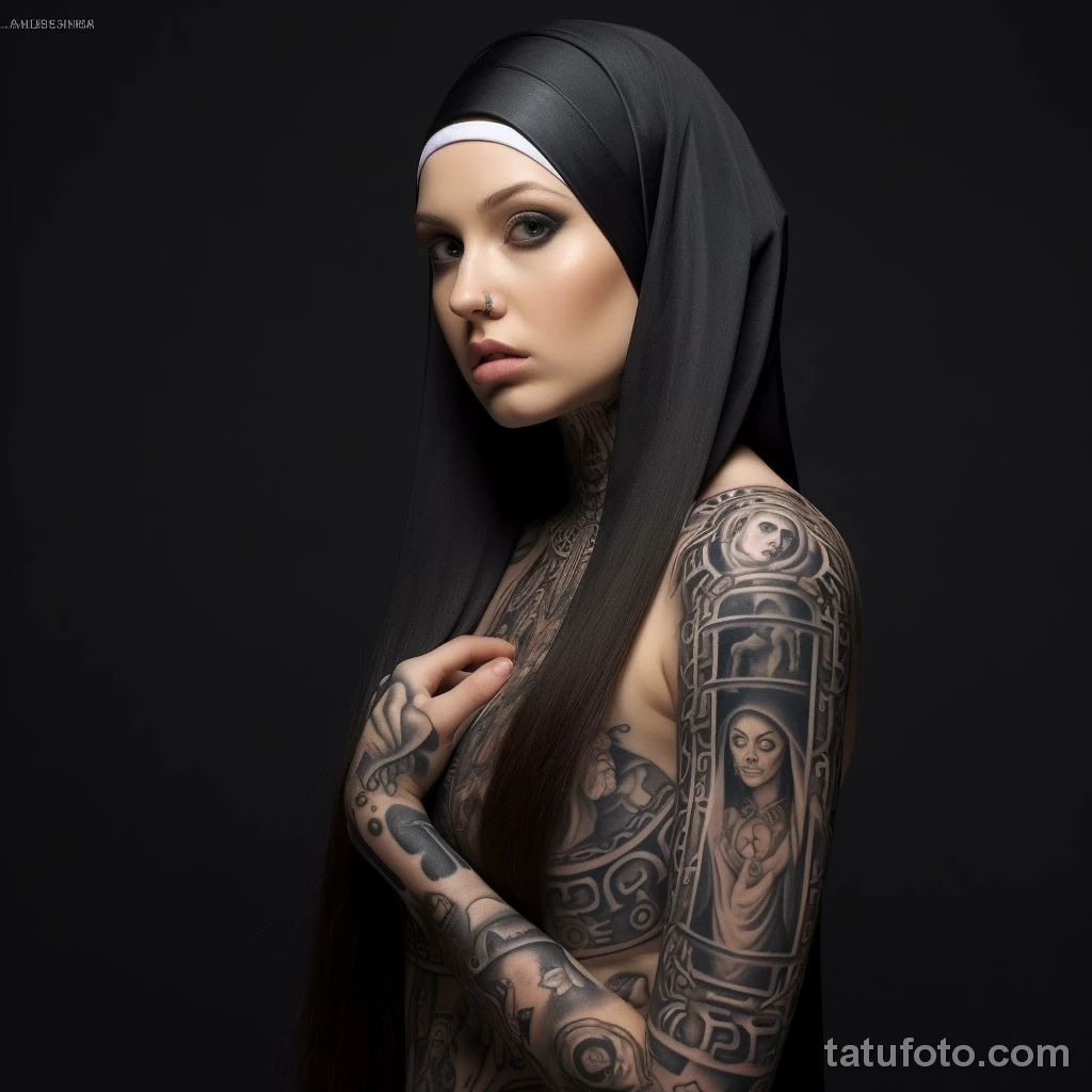 девушка монашка с татуировками 2 - 27,10,2023 tatufoto.com 02