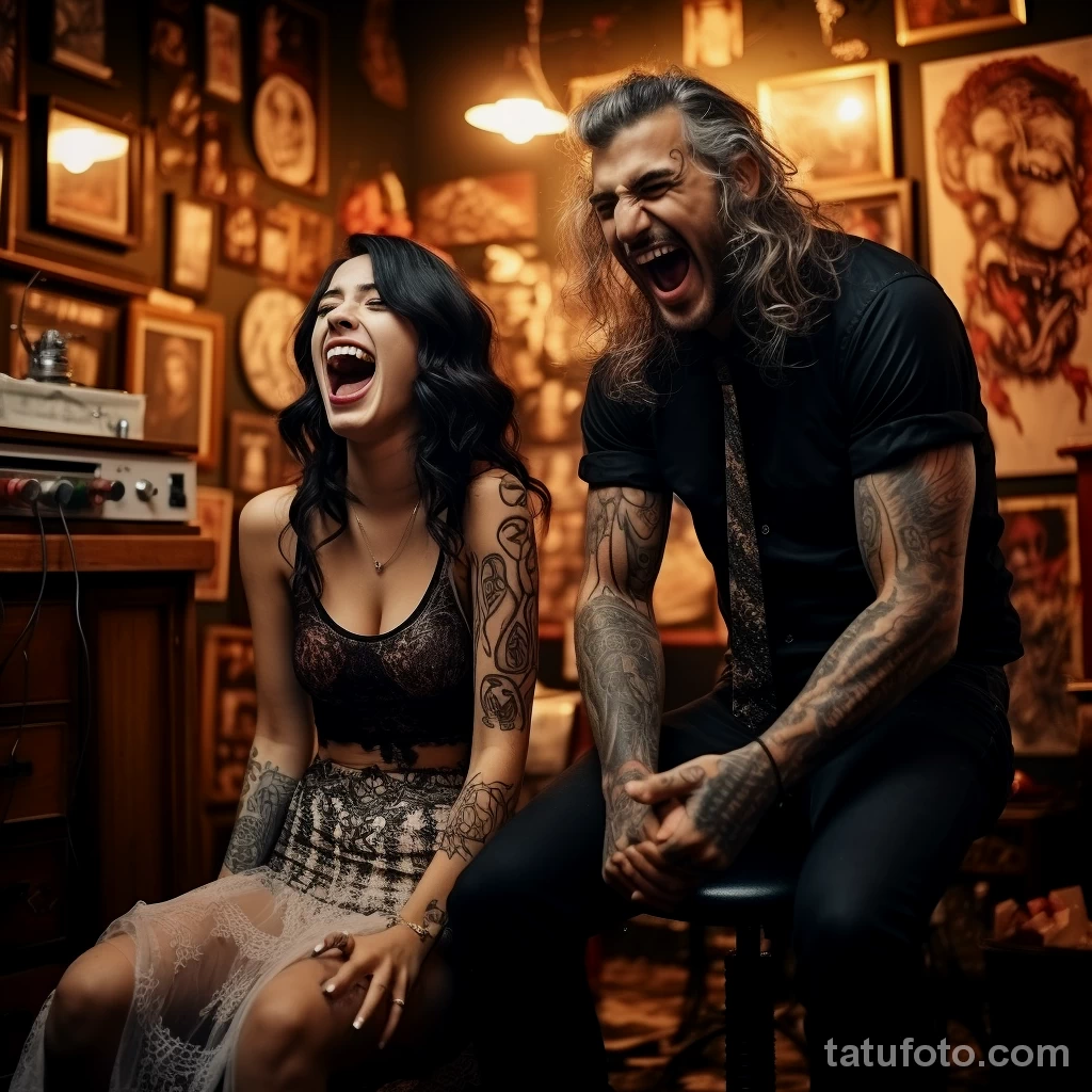 девушка с тату кричит на мужчину с татуировкой 2 - tatufoto.com 10