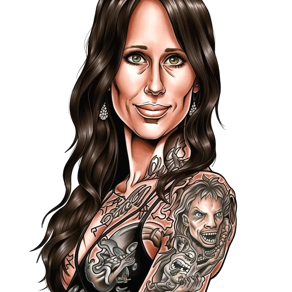 карикатура на Дженнифер Лав Хьюитт с телом в татуировках - tatufoto.com 17.10.2023 2