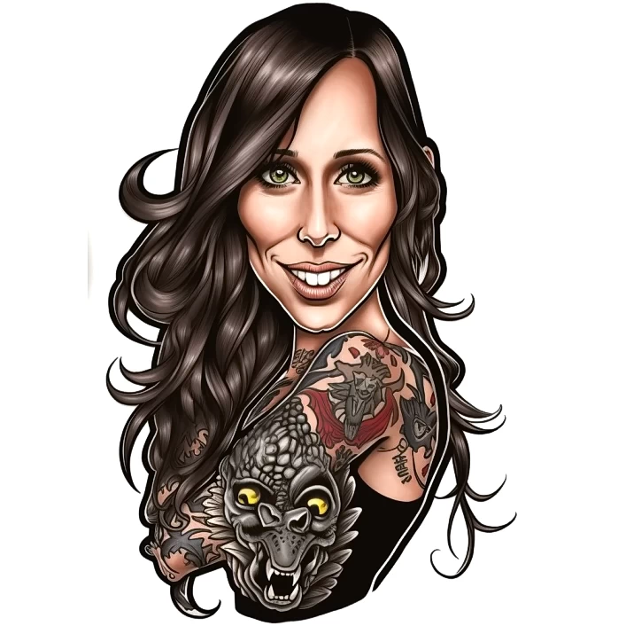 карикатура на Дженнифер Лав Хьюитт с телом в татуировках - tatufoto.com 17.10.2023 3