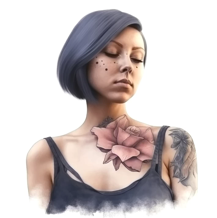красивая девушка с татуировками на груди для скрытия последствий рака груди - tatufoto.com фото для статьи 18,10,2023 5