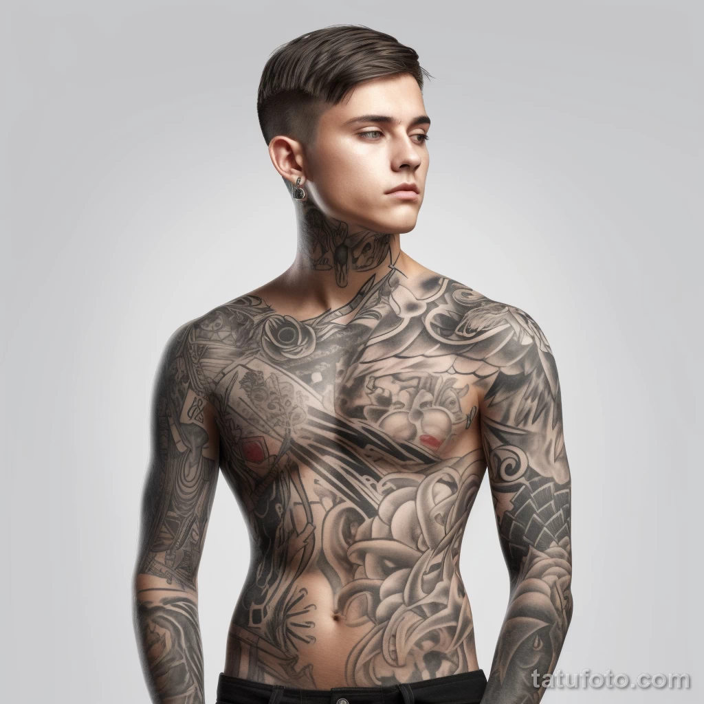 красивый парень подросток с татуировками на теле tatufoto.com 2