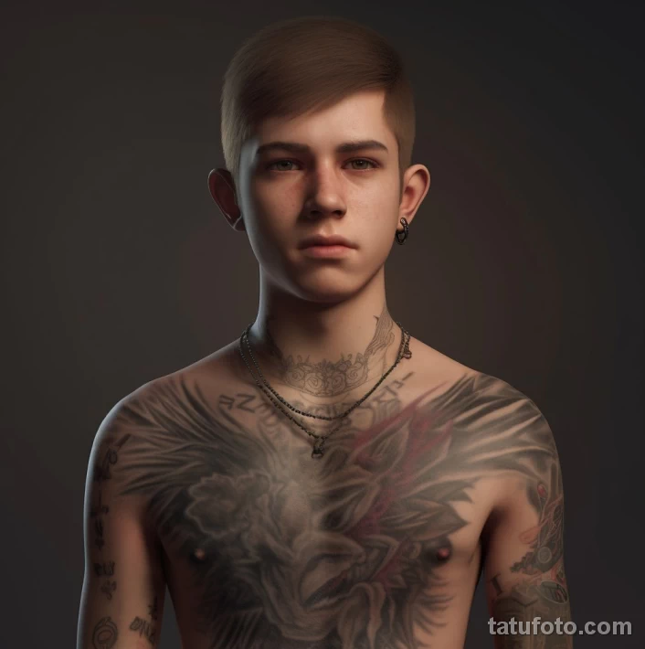 красивый парень подросток с татуировками на теле tatufoto.com 3