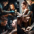 матер татуировщик с телом в татуировках наносит новую татуировку на тело девушки подростка тело которой в татуировках tatufoto.com 1