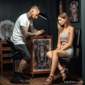 нанесение татуировки в салоне тату на тело девушки 3 - tatufoto.com 13