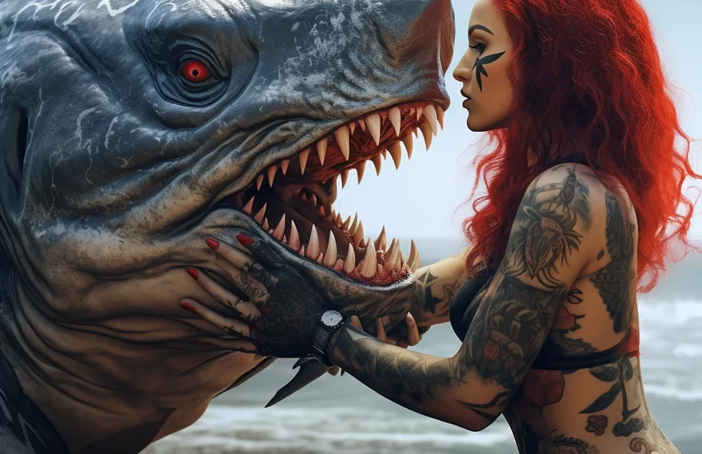Татуировки с акулами и челюстями по мотивам культового фильма «Челюсти» Стивена Спилберга