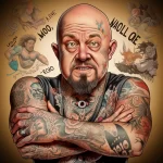 фото карикатура на Пост Мэлоуна который весь покрыт татуировками - tatufoto.com 18.10.2023 4