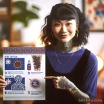 A beautiful woman with tattoos is demonstrating the safety rules and care procedures for tattoos 2 09112023 tatufoto.com 019