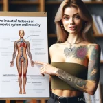 A beautiful woman with tattoos is presenting information on the impact of tattoo inks on the lymphatic system and immunity 2 09112023 tatufoto.com 030