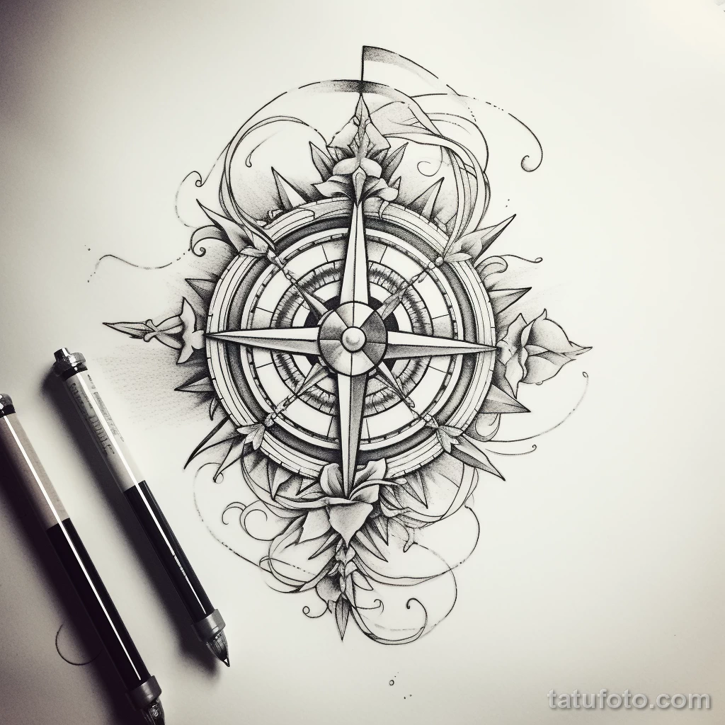A compass rose and anchor tattoo combo for maritime dcfef c bd aab daccae _1_2 271123 tatufoto.com