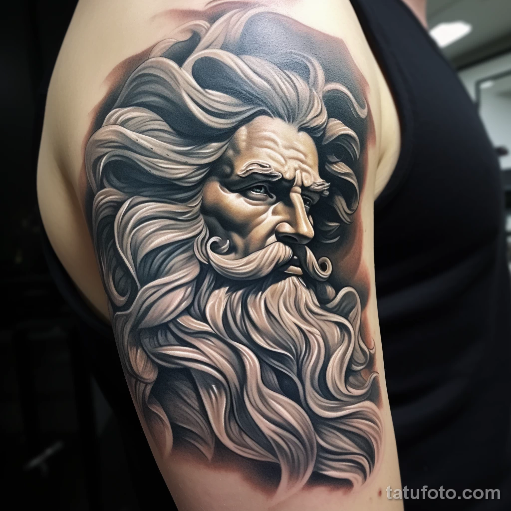 A man with a Greek mythology tattoo of Zeus realisti dfd fb a af dcb 271123 tatufoto.com