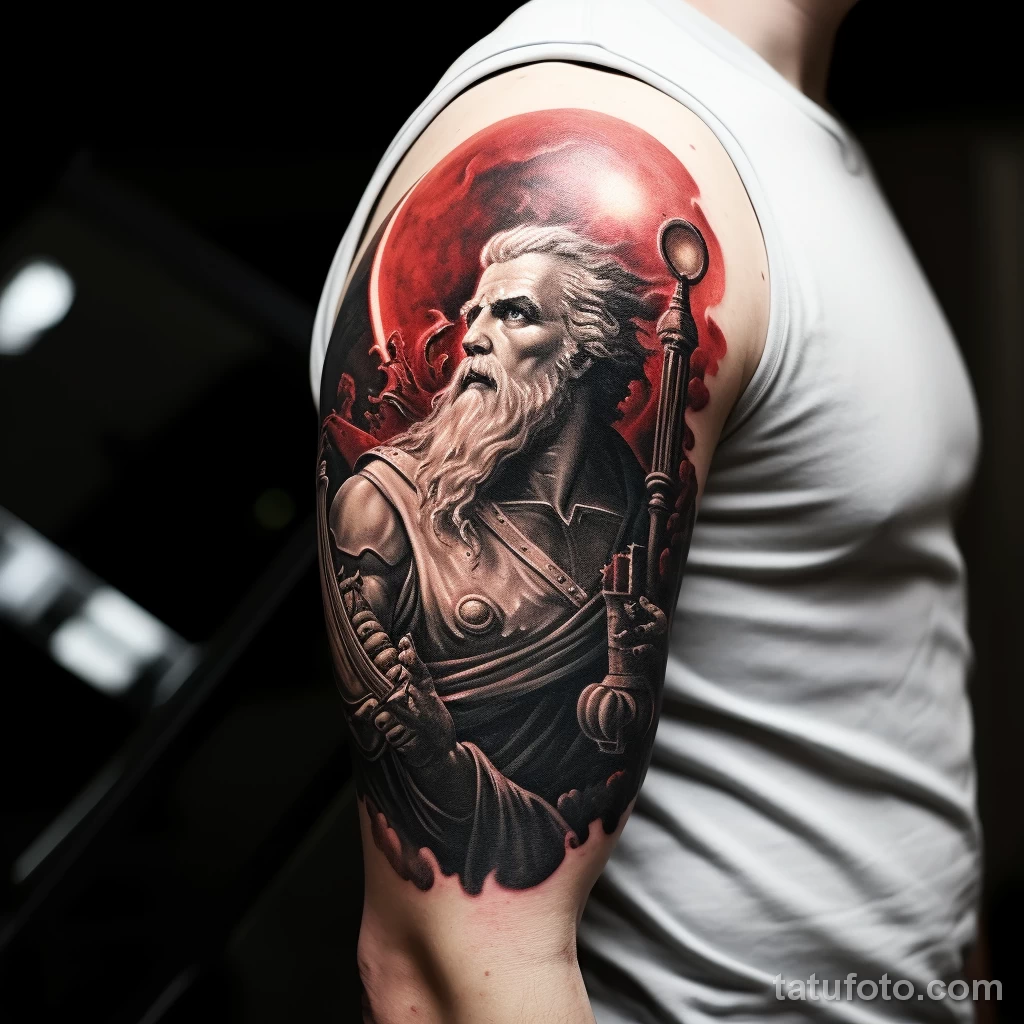 A man with a Roman mythology tattoo showing a realis ddb ff f afe adebf _1_2 271123 tatufoto.com