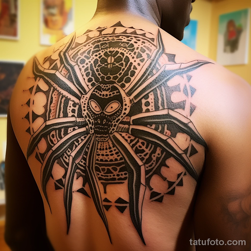A mans shoulder tattoo of the African trickster god dcdf ca ab bccebcd _1_2 271123 tatufoto.com