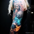 A mans sleeve tattoo featuring Baldr the Norse god o dcb ba b fdbffe _1_2 271123 tatufoto.com