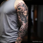 A person with a sleeve tattoo of the Japanese wind g caa b bf cdf _1 271123 tatufoto.com