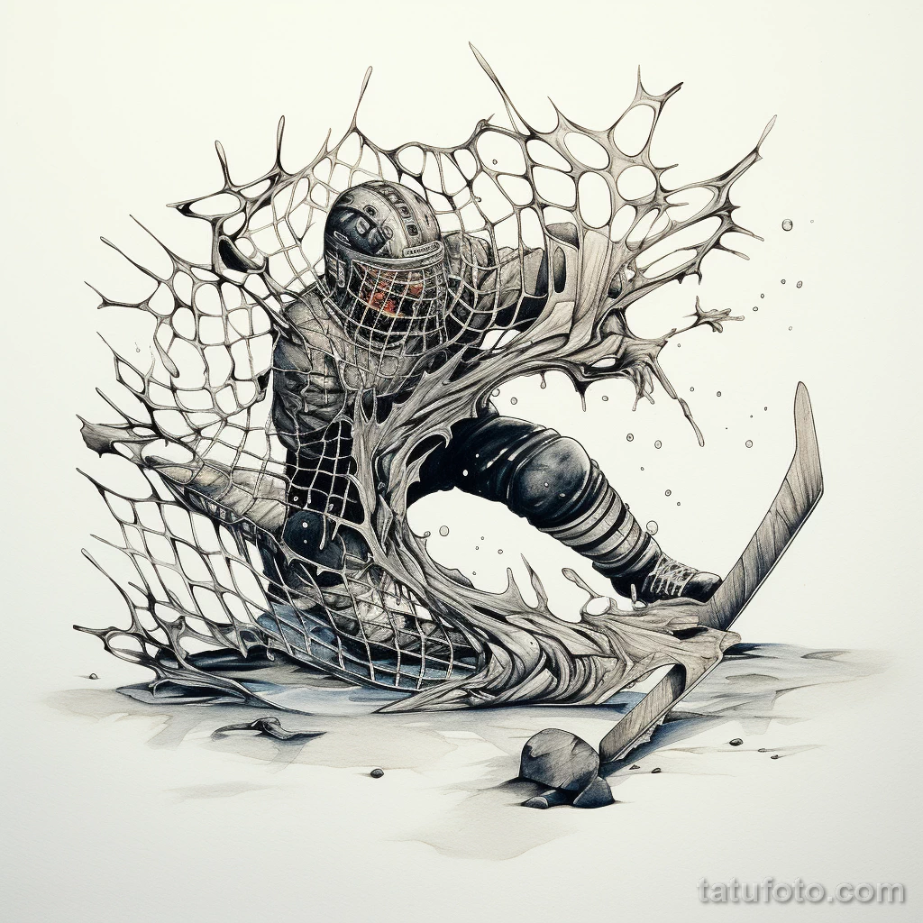 A tattoo design with a hockey net crash stylize bdbe ef aa f bdfda 241123 tatufoto.com