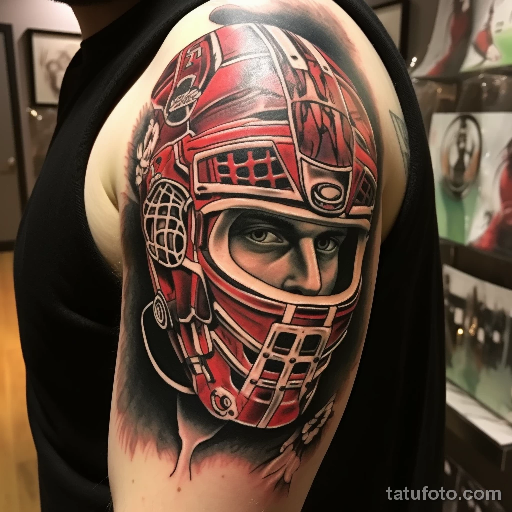 A tattoo of a goalies mask history stylize v aadb d f a ecb 241123 tatufoto.com