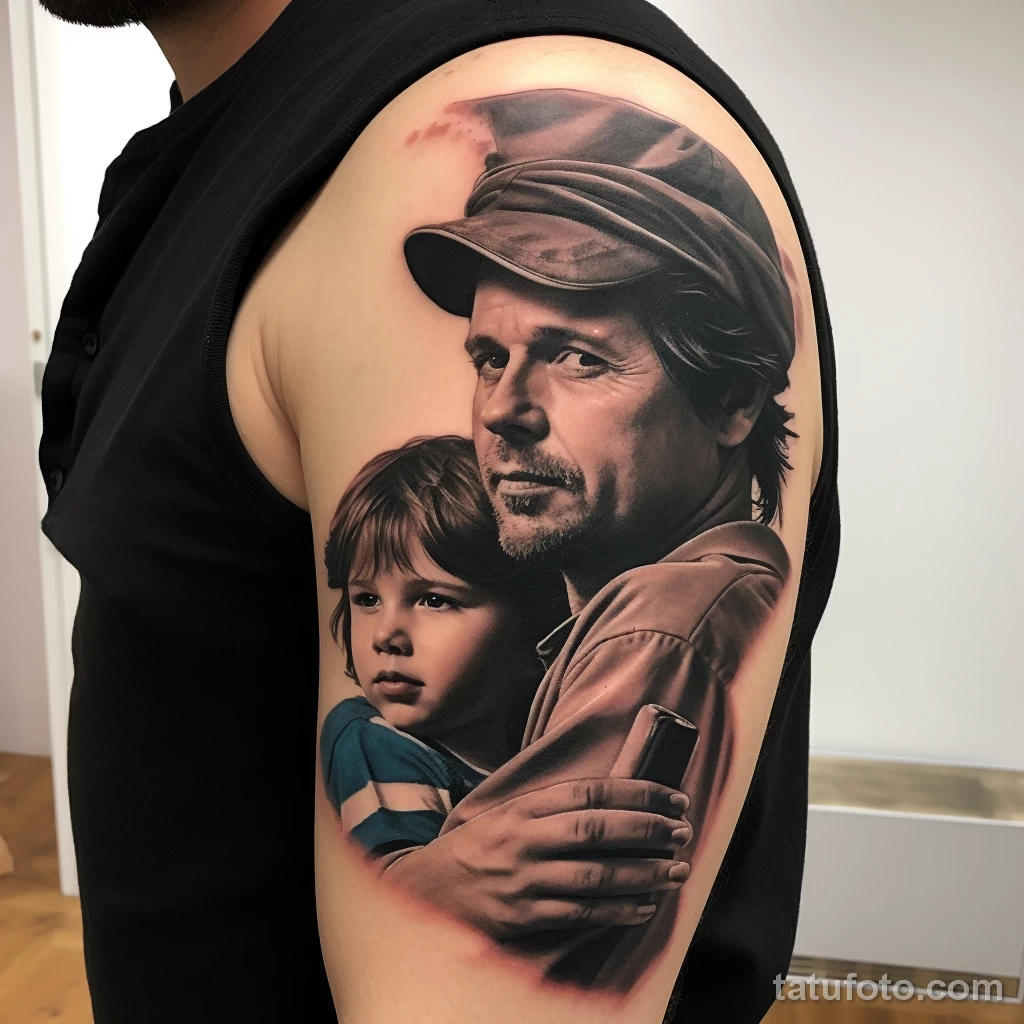 A touching tattoo on the mans shoulder featuring a f becfa ab c cdb 191123 tatufoto.com