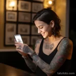 A woman with wrist tattoos engaging in an Instagram ffd fb fde eefccdfa _1 171123 tatufoto.com
