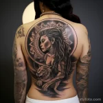 A womans back tattoo featuring a scene from African ba a fc aadeff _1_2 271123 tatufoto.com