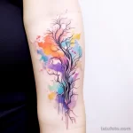 Abstract watercolor tree tattoo on forearm. v 16.11.2023 tatufoto.com 061