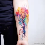 Abstract watercolor tree tattoo on forearm. v 16.11.2023 tatufoto.com 062