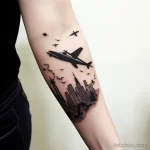 An airplane silhouette tattoo with the word Adventur c a ed dce _1_2 271123 tatufoto.com