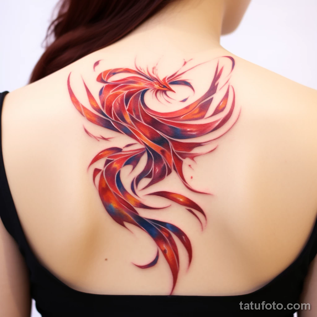 An artistic tattoo of a red ribbon transforming into caae c f b becbdb _1 231123 tatufoto.com