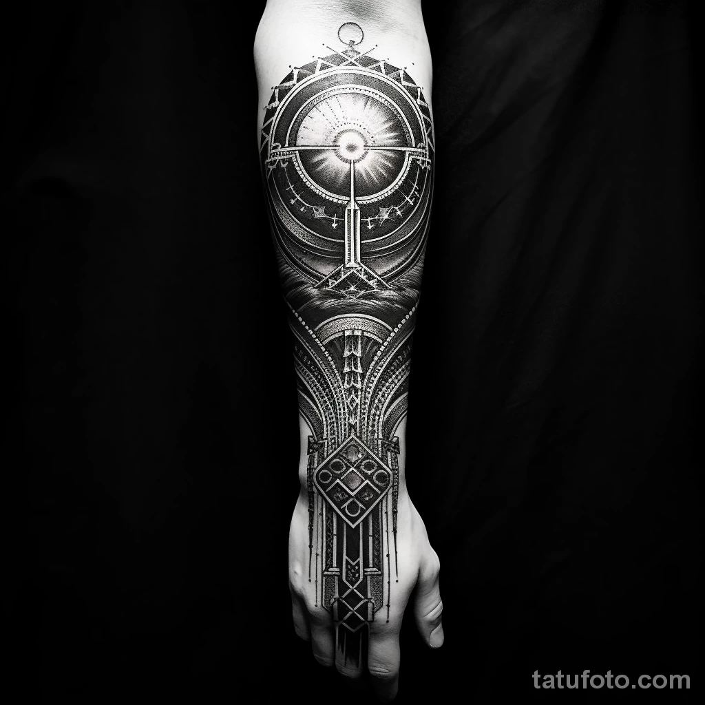 . Art deco inspired patterns on forearm 16.11.2023 tatufoto.com 005