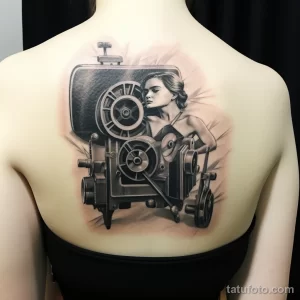 Artistic tattoo of a vintage movie projector on some c b b fceb _1_2 16.11.2023 tatufoto.com 064
