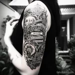 Black and white tattoo showcasing a quote from 'Casablanca' along a ribcage 1_2 16.11.2023 tatufoto.com 08