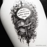 Black and white tattoo showcasing a quote from 'Casablanca' along a ribcage 1_3 16.11.2023 tatufoto.com 09