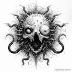 Black and white virus drawing tattoo on the human bo acd a ec a bf _1_2_3 231123 tatufoto.com