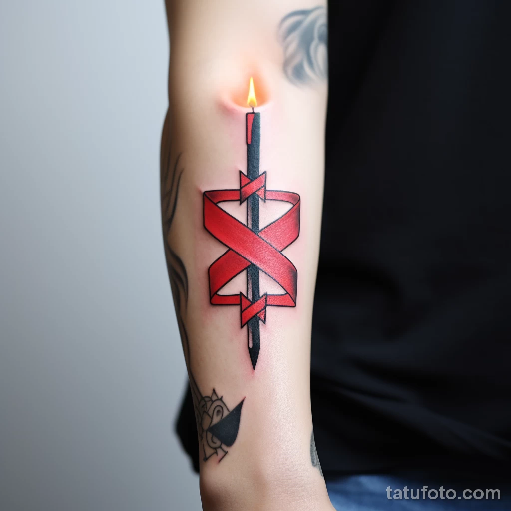 Candle and tape idea of tattoos about HIV stylize c bec ba ba afbe 231123 tatufoto.com