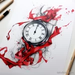 Clock and red tape Beautiful sketch for tattoo on a dc cf c cef edff _1_2 231123 tatufoto.com