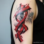 Clock and red tape drawing tattoo about AIDS styli feba eaeb ff e dfab _1_2_3 231123 tatufoto.com