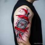 Clock and red tape idea of tattoo about HIV styliz cc aec bf dce 231123 tatufoto.com