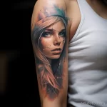Close-up on a girl's arm with a blurry and faded old tattoo highlighting the change in skin color and texture 2 09112023 tatufoto.com 074