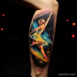 Dancer with a vibrant TV tattoo on her ankle dancing a def bb efae 181123 tatufoto.com
