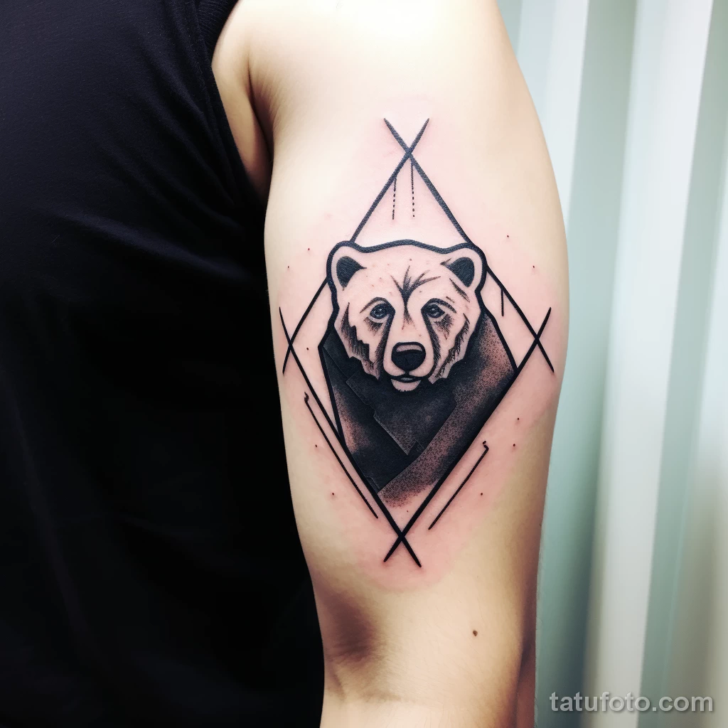 Design a modern tattoo of a minimalist bear on the b ef aea ef b edfab _1_2_3 221123 tatufoto.com