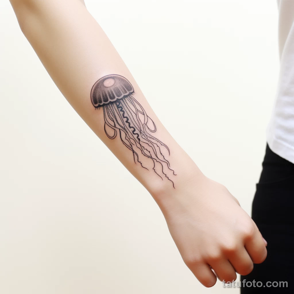 Design a modern tattoo of a minimalist jellyfish on ece db c e eb _1 221123 tatufoto.com