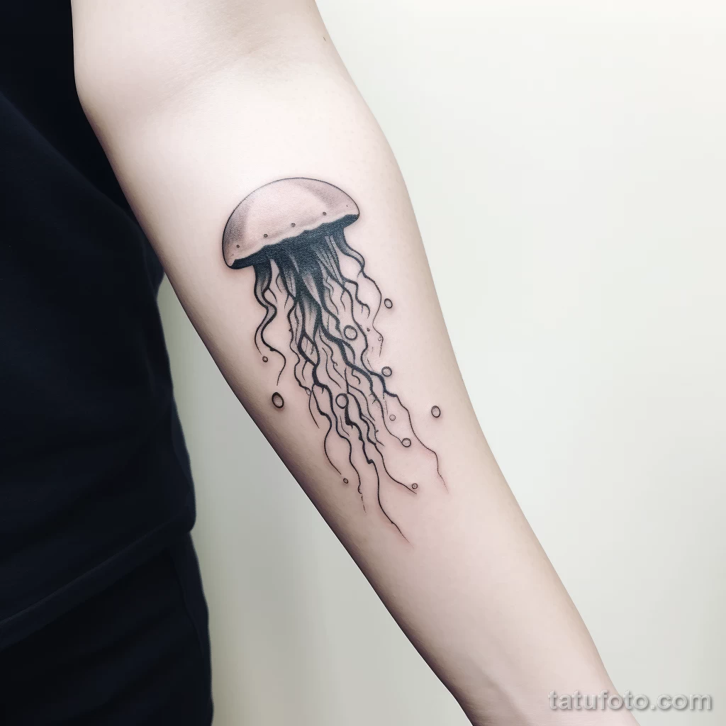 Design a modern tattoo of a minimalist jellyfish on ece db c e eb _1_2 221123 tatufoto.com